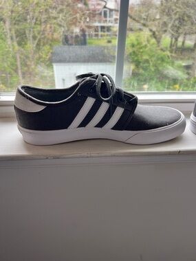 adidas Low-Top Black Canvas Sneaker with White Stripes